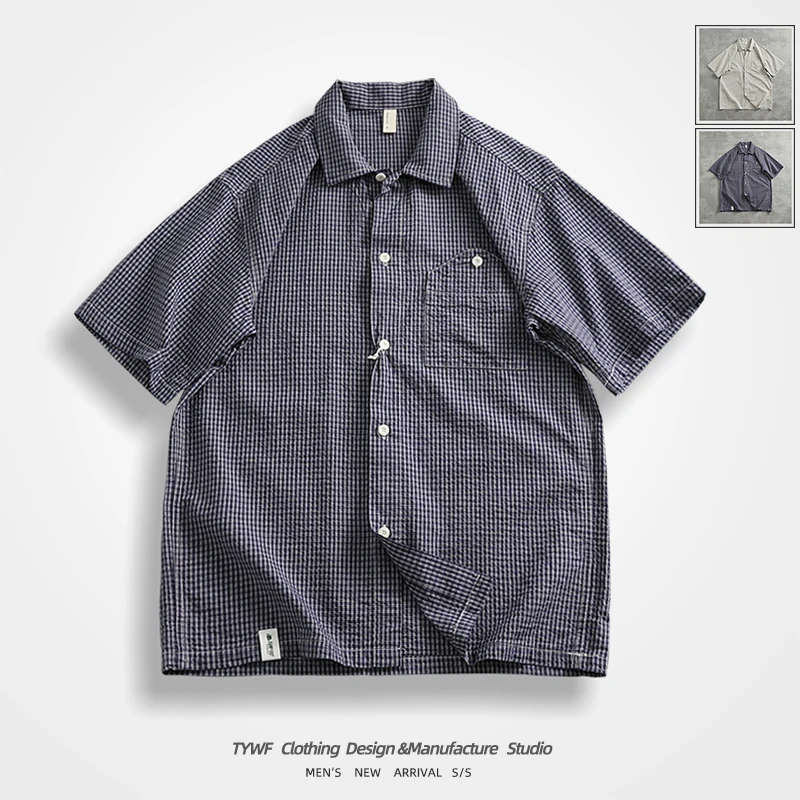 Retro Plaid ort Sve Men's Casual Loose Faion Summer irt Outerwear Trendy Brand Youthful Sle Cotton irt
Retro Plaid ort Sve Men's Casual Loose Faion Summer irt Outerwear Trendy Brand Youthful Sle Cotton irt