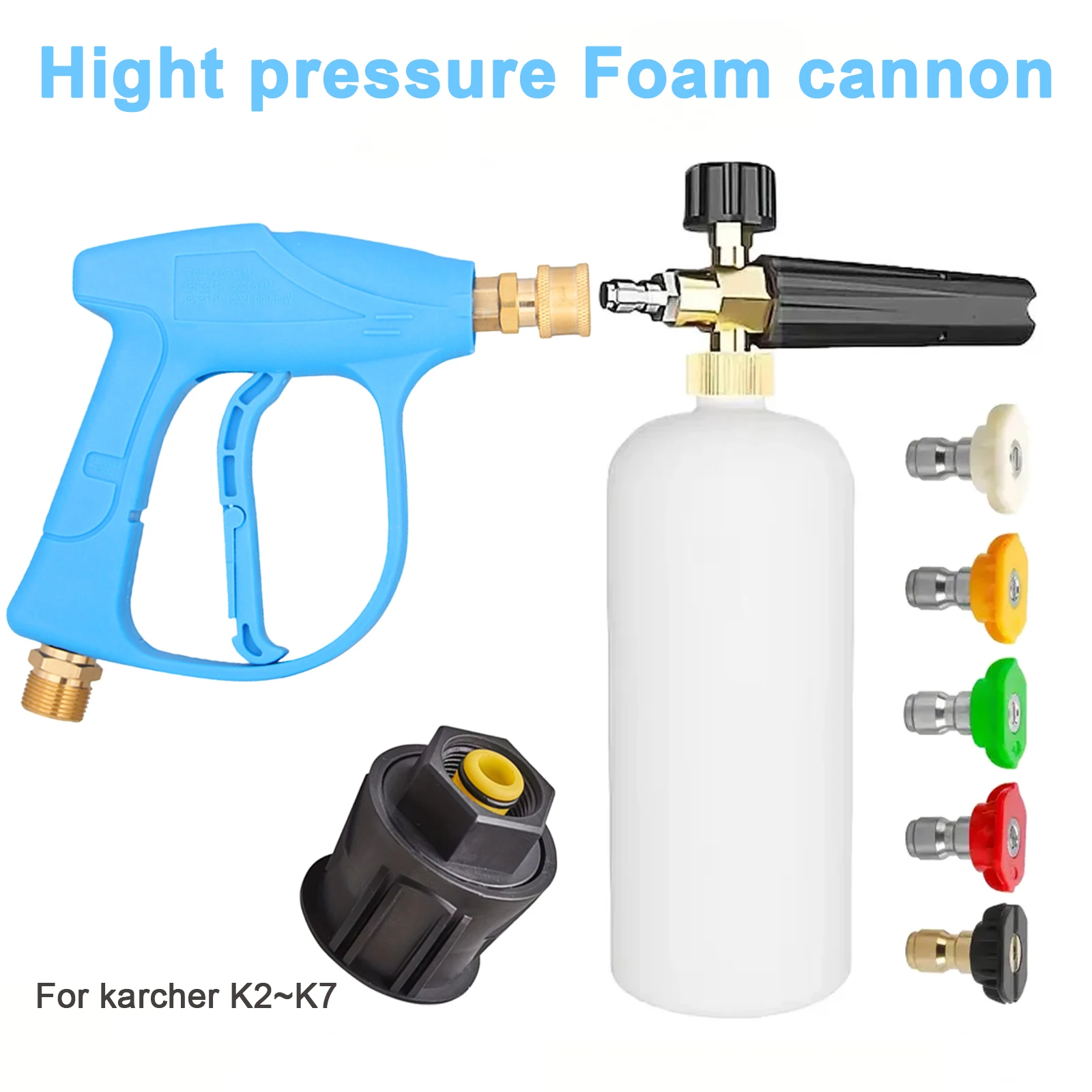Blue High Pressure Car Wash Gun - 1/4" Quick Connect Foam Cannon & M22-14 Thread with Karcher Adapter for K-Series
Blue High Pressure Car Wash Gun - 1/4" Quick Connect Foam Cannon & M22-14 Thread with Karcher Adapter for K-Series