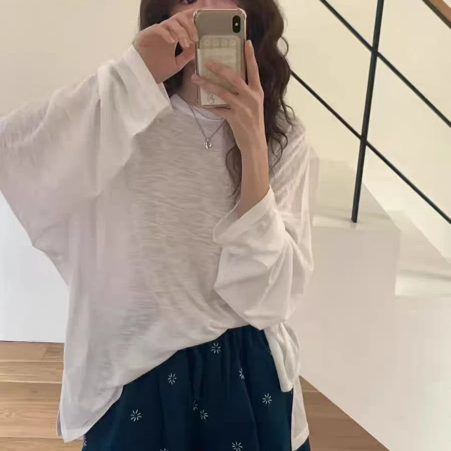 Laid-ba Sle Long Sve round Ne Sun Protection Pure Color Cover up T-irt Women's Loose Fit Cotton Crew Ne Top
Laid-ba Sle Long Sve round Ne Sun Protection Pure Color Cover up T-irt Women's Loose Fit Cotton Crew Ne Top