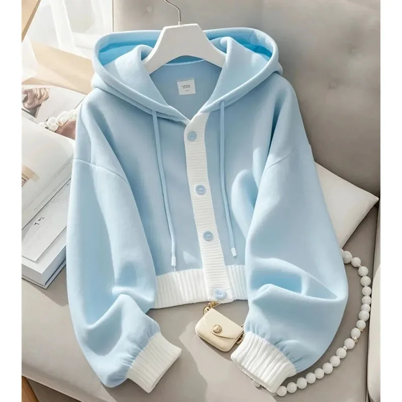 Lazy Wind Femme Hooded Sweatshirts Jacket Autumn Winter Women Patchwork Cardigan Hoodies Advanced Ladies Loose Blue Top Coat
Lazy Wind Femme Hooded Sweatshirts Jacket Autumn Winter Women Patchwork Cardigan Hoodies Advanced Ladies Loose Blue Top Coat