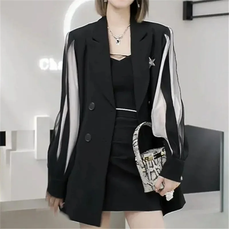 Korean Suit Jacket Women's Mid-length Korean New Spring Autumn Loose Patchwork Fashion Senior Suit Top Jackets Women Clothing
Korean Suit Jacket Women's Mid-length Korean New Spring Autumn Loose Patchwork Fashion Senior Suit Top Jackets Women Clothing