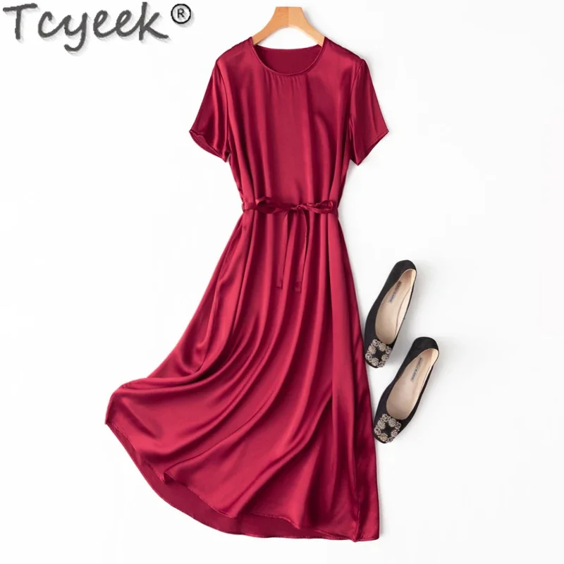 20MM Tcyeek Mulberry for Women 2024 Spring Summer Clothes Elegant Women's Dress 100% Silk Midi Dresses Lace-up
20MM Tcyeek Mulberry for Women 2024 Spring Summer Clothes Elegant Women's Dress 100% Silk Midi Dresses Lace-up
