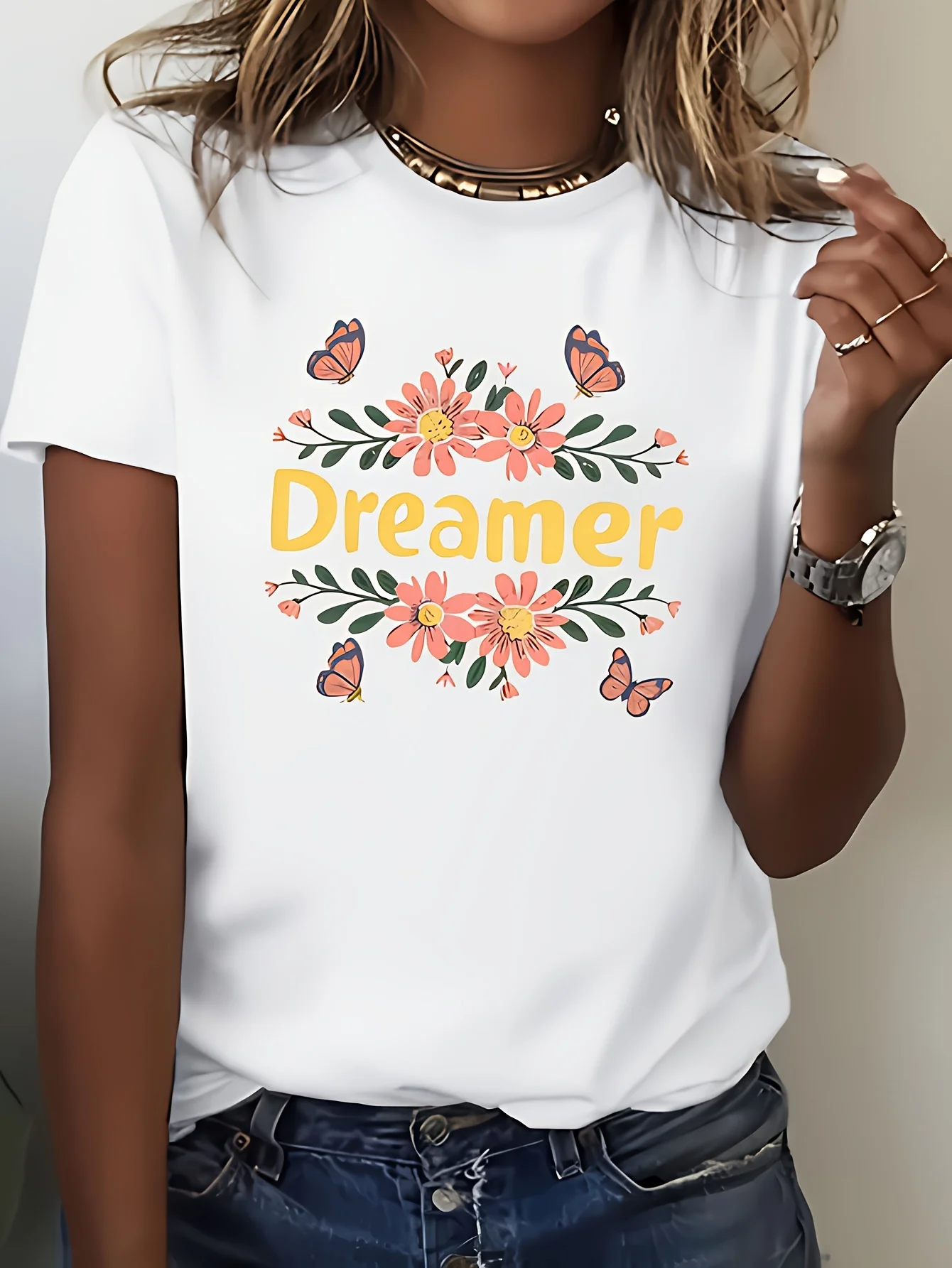 Комфортная одежда Season Comfort Mother's Dreamer Theme: женская повседневная одежда с коротким рукавом, с цветочным принтом и бабочками, круглый вырез.
Комфортная одежда Season Comfort Mother's Dreamer Theme: женская повседневная одежда с коротким рукавом, с цветочным принтом и бабочками, круглый вырез.