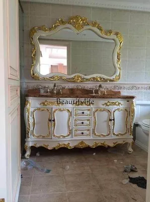 Bathroom Cabinet Double Basin Antique Solid Wood Light Luxury French Combination Bathroom Cabinet Simple European Washbasin
Bathroom Cabinet Double Basin Antique Solid Wood Light Luxury French Combination Bathroom Cabinet Simple European Washbasin
