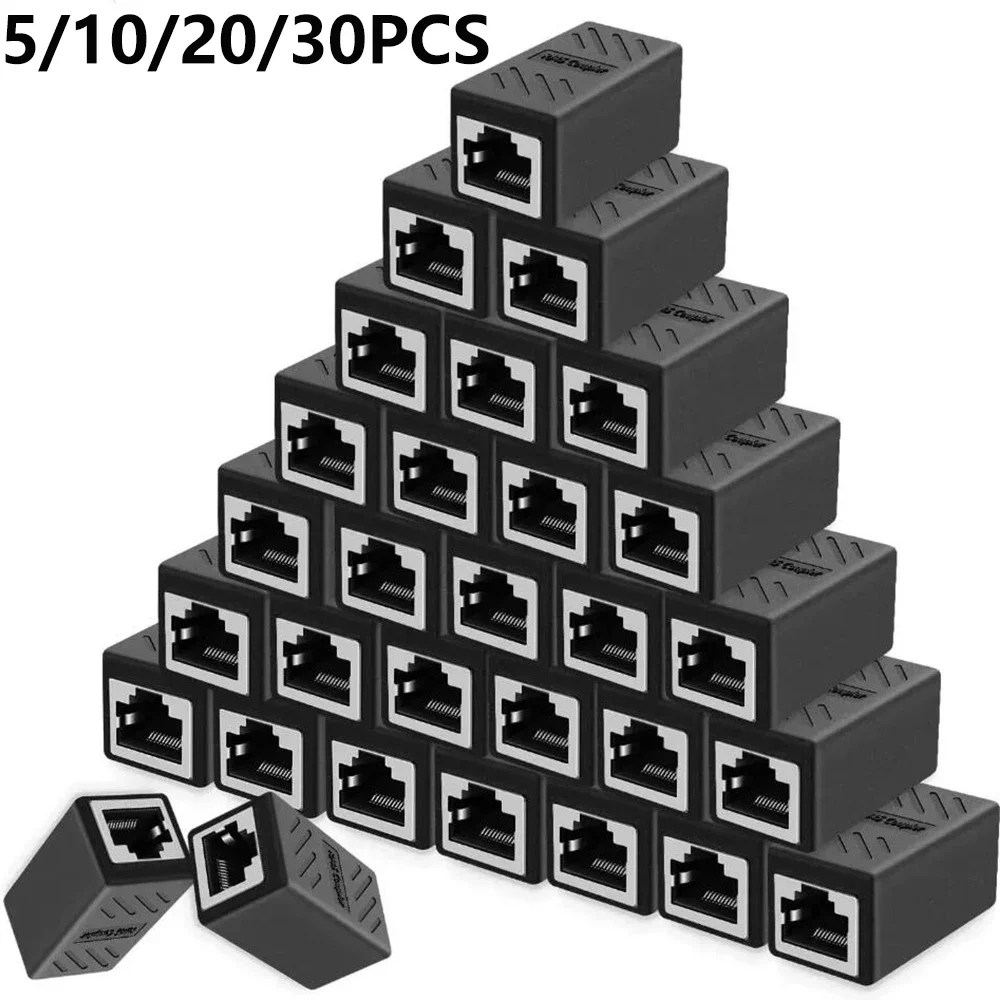 5/10/20/30PCS RJ45 PC Hardware Adapters Ethernet Cable Extender Cat 5 Cat 6 Cat6a Coupler Extender Connector Ethernet Coupler