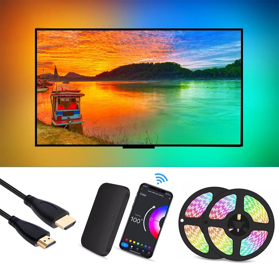 Fancy Led Sync Box Screen Lighting Kit for TV Smart Music Ambient TV Backlights WiFi Dream Color RGB TV LED Strip Lights
Fancy Led Sync Box Screen Lighting Kit for TV Smart Music Ambient TV Backlights WiFi Dream Color RGB TV LED Strip Lights