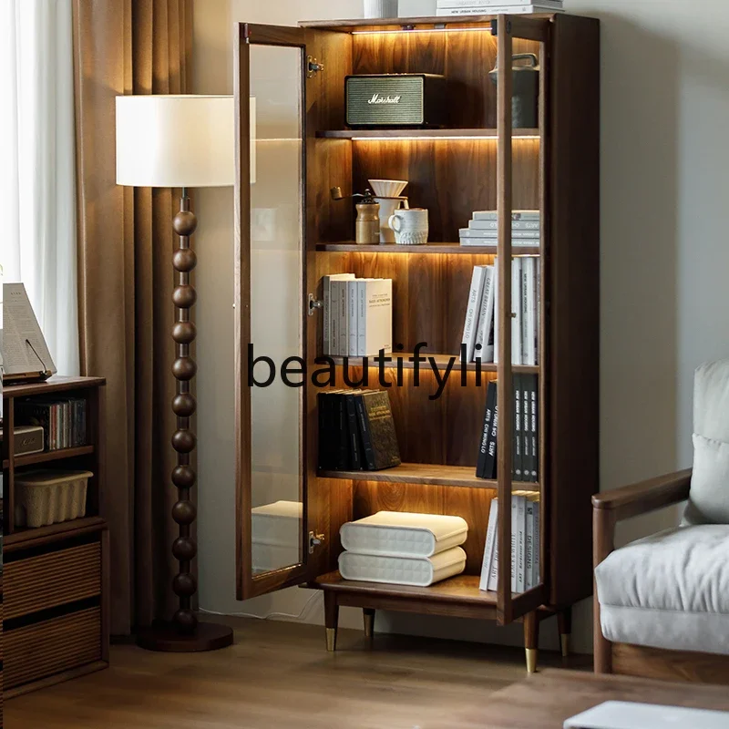 A50 North American black walnut bookcase, all solid wood combination glass display case, floor-to-ceiling wine cabinet
A50 North American black walnut bookcase, all solid wood combination glass display case, floor-to-ceiling wine cabinet