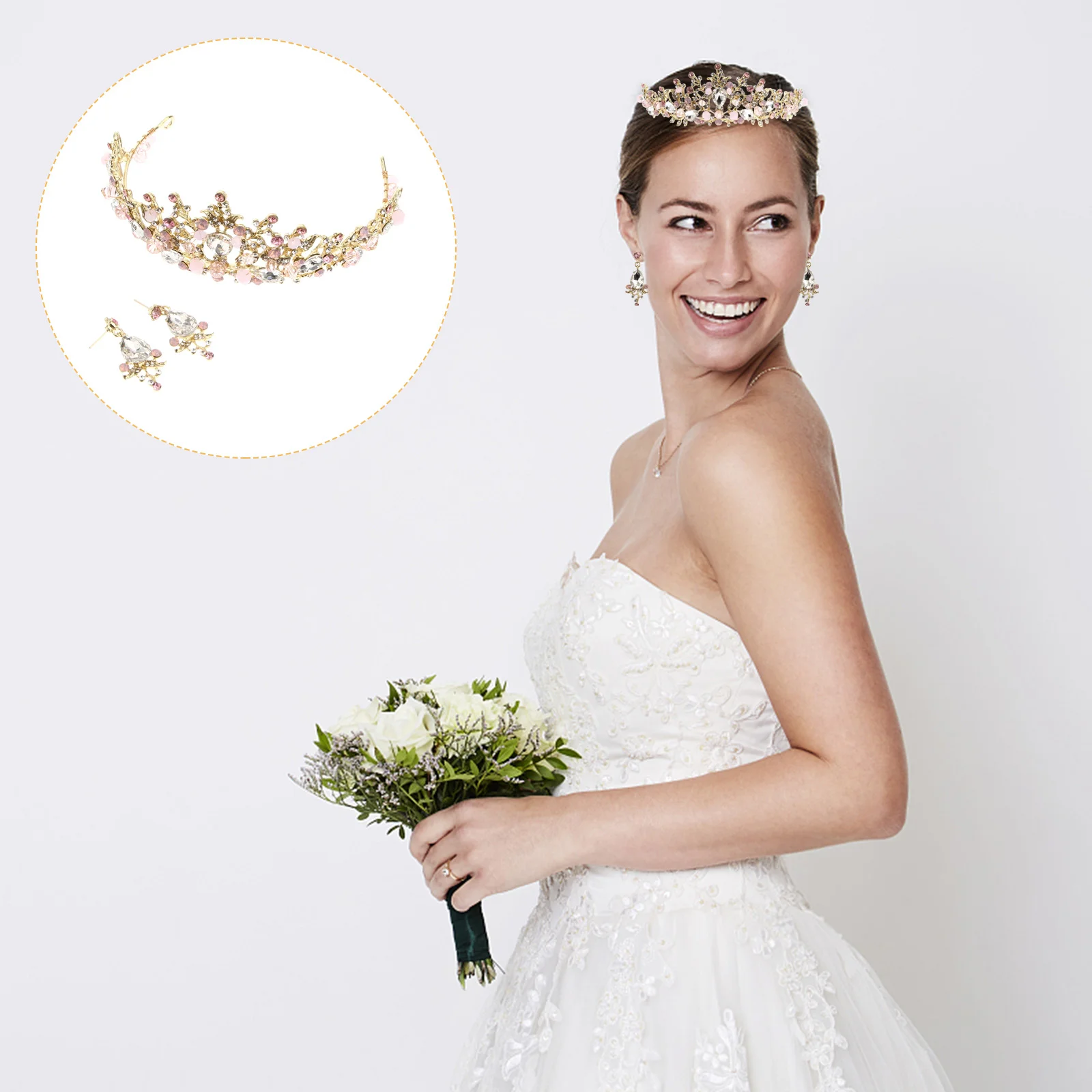 Crystal Crown Headband Rhinestone Decor Hair Accessory for Women Girls Random Earrings Wedding Bridal Party Formal
Crystal Crown Headband Rhinestone Decor Hair Accessory for Women Girls Random Earrings Wedding Bridal Party Formal
