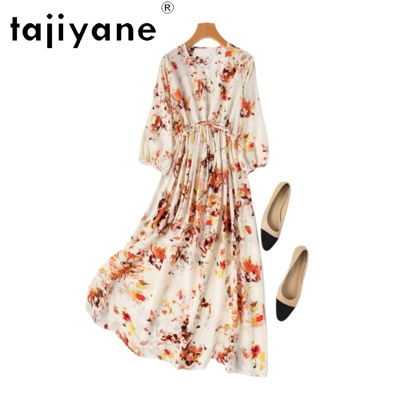 TAJIYANE 100% Natural Mulberry Silk Dress Woman Summer 2025 Vacation Long Dresses V-neck Printed Frocks Ladies Clothes платье
TAJIYANE 100% Natural Mulberry Silk Dress Woman Summer 2025 Vacation Long Dresses V-neck Printed Frocks Ladies Clothes платье