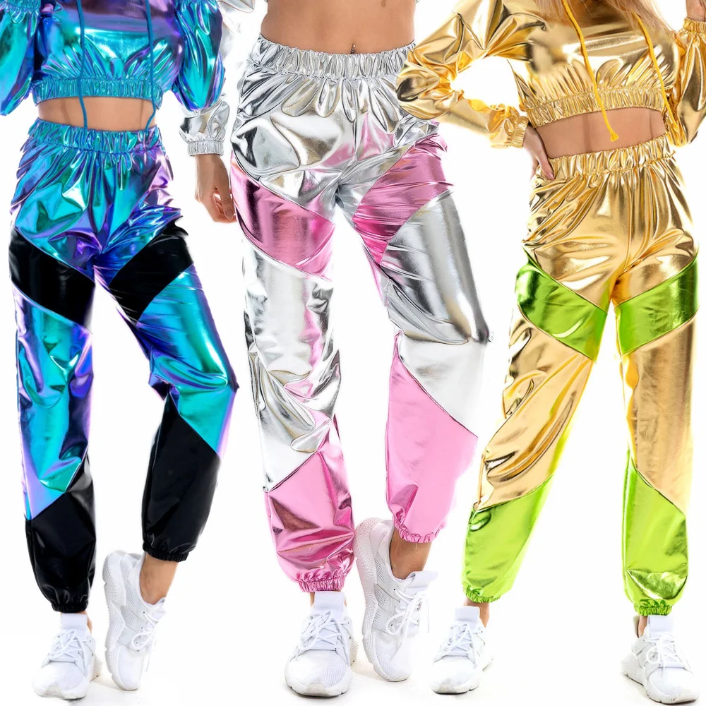 Adult Women Shiny Holographic Pants Loose High Waist Metallic Trousers Disco Pole Dance Performance Hip Hop Costume Streetwear
Adult Women Shiny Holographic Pants Loose High Waist Metallic Trousers Disco Pole Dance Performance Hip Hop Costume Streetwear