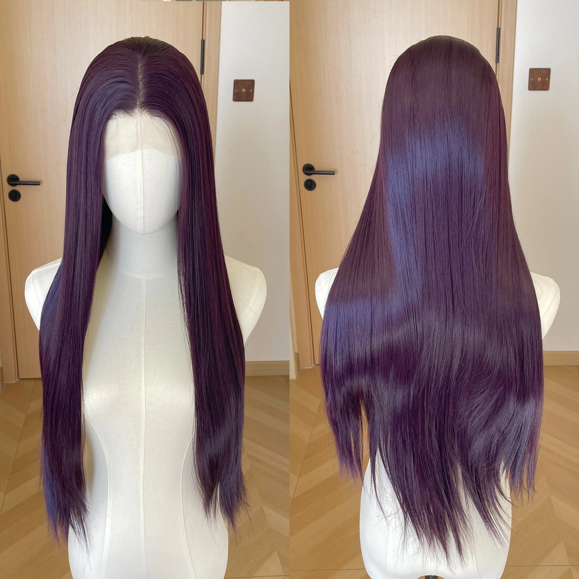 Dark Purple 13x4 Synthetic Lace Front Wigs for Women Fashion 26 Inch Long Straight Lace Wigs Glueless Free Part Natural Hairline
Dark Purple 13x4 Synthetic Lace Front Wigs for Women Fashion 26 Inch Long Straight Lace Wigs Glueless Free Part Natural Hairline