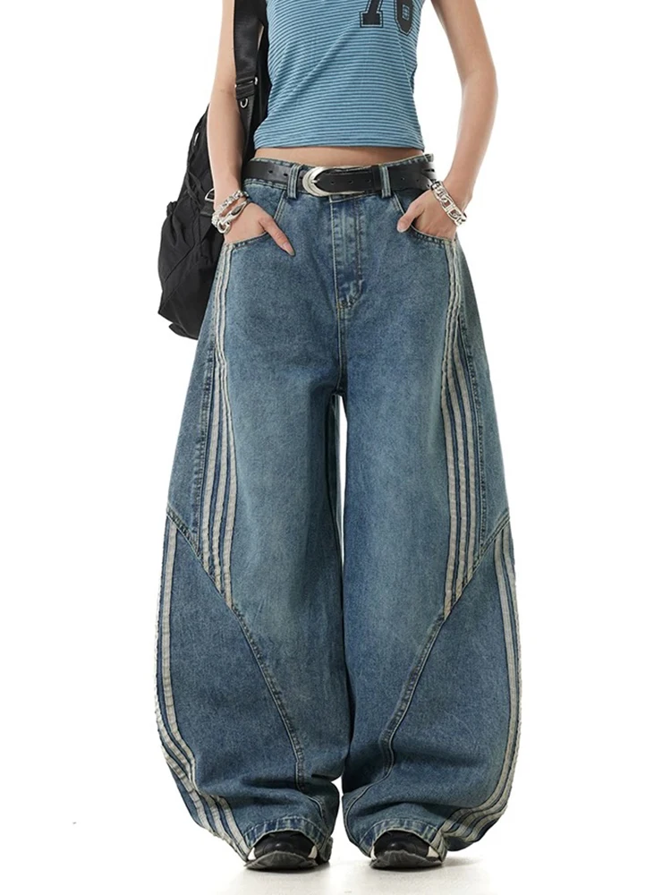 Y2K потертые джинсы женские американские ретро уличные полосатые сращивания три стержня деконструкции изогнутый нож широкие брюки
Y2K потертые джинсы женские американские ретро уличные полосатые сращивания три стержня деконструкции изогнутый нож широкие брюки
