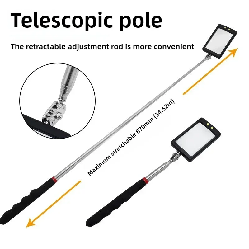 Автомобиль 360° ° Инспекционное зеркало Светодиодная подсветка Телескопические зеркала Удлините инструменты для механика Инспекционное зеркало Телескопическая ручка Ремонт тоже
Автомобиль 360° ° Инспекционное зеркало Светодиодная подсветка Телескопические зеркала Удлините инструменты для механика Инспекционное зеркало Телескопическая ручка Ремонт тоже