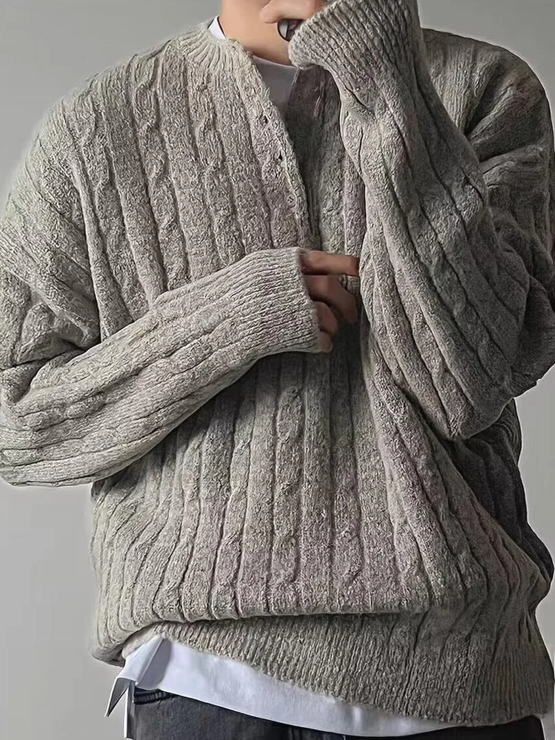Slim Fit Long Sleeve Knitted Sweater Men's Casual Style Striped Twist Rope Neck Design Autumn Fashion Youth Active Wear
Slim Fit Long Sleeve Knitted Sweater Men's Casual Style Striped Twist Rope Neck Design Autumn Fashion Youth Active Wear