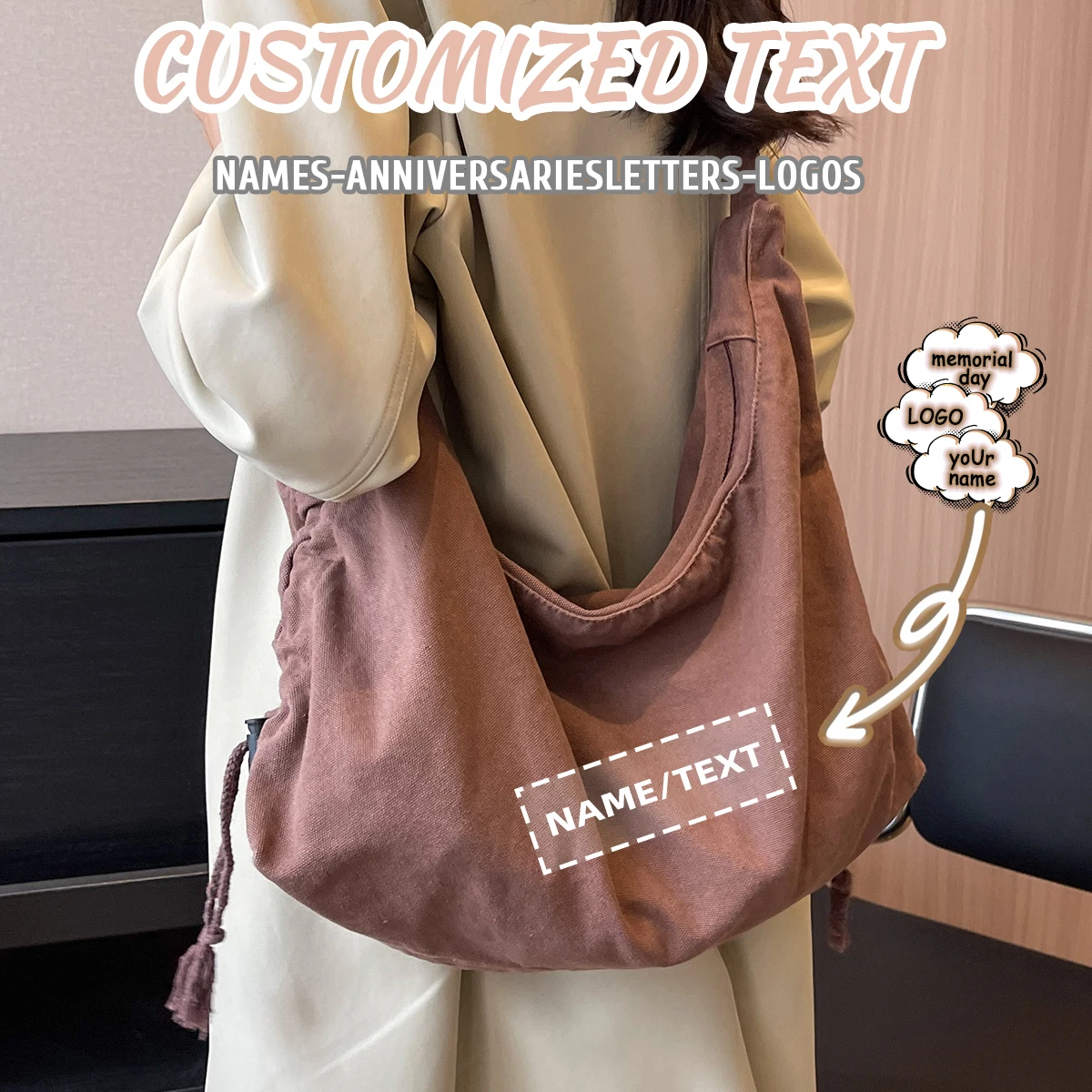 Легкая холщовая сумка с индивидуальным логотипом, большая вместимость, женская сумка через плечо, сумка для студентов колледжей, повседневная универсальная сумка в японском стиле, персонализированная, сделай сам
Легкая холщовая сумка с индивидуальным логотипом, большая вместимость, женская сумка через плечо, сумка для студентов колледжей, повседневная универсальная сумка в японском стиле, персонализированная, сделай сам