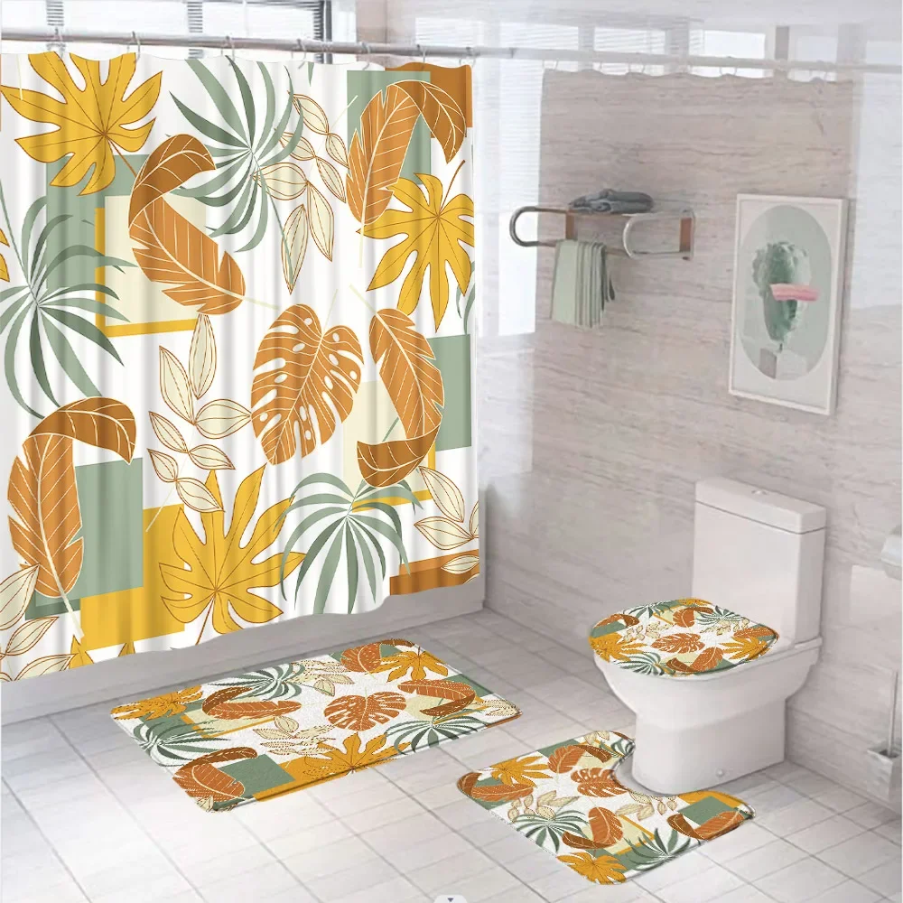 Palm Leaf Shower Curtain Tropical Leaves Plant Geometric Plaid Home Decor Fabric Bathroom Set Non-Slip Bath Mat Rug Toilet Cover
Palm Leaf Shower Curtain Tropical Leaves Plant Geometric Plaid Home Decor Fabric Bathroom Set Non-Slip Bath Mat Rug Toilet Cover