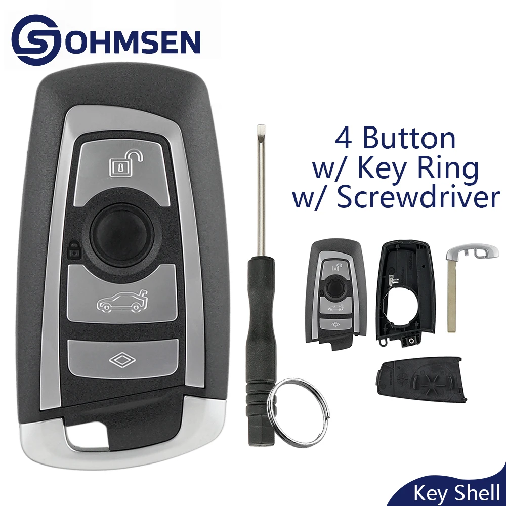 OHMSEN 4 Button Smart Car Key Case Remote Fob Shell + Blade For BMW 1 3 4 5 6 7 SERIES F10 F20 F30
OHMSEN 4 Button Smart Car Key Case Remote Fob Shell + Blade For BMW 1 3 4 5 6 7 SERIES F10 F20 F30