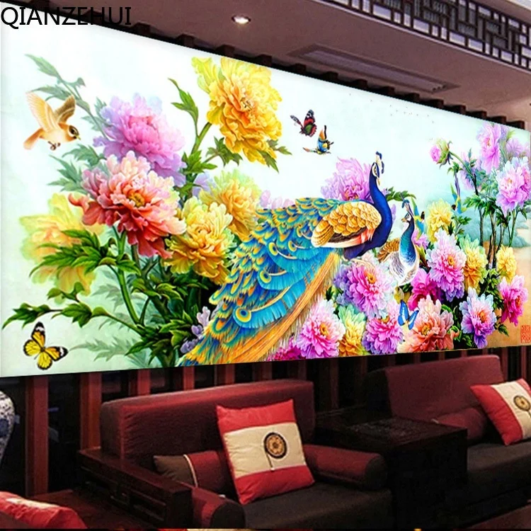 DIY full Diamond Embroidery,Round Diamond Flowers Bloom Wealth Peacock Living room decoration rhinestone beads Diamond painting
DIY full Diamond Embroidery,Round Diamond Flowers Bloom Wealth Peacock Living room decoration rhinestone beads Diamond painting
