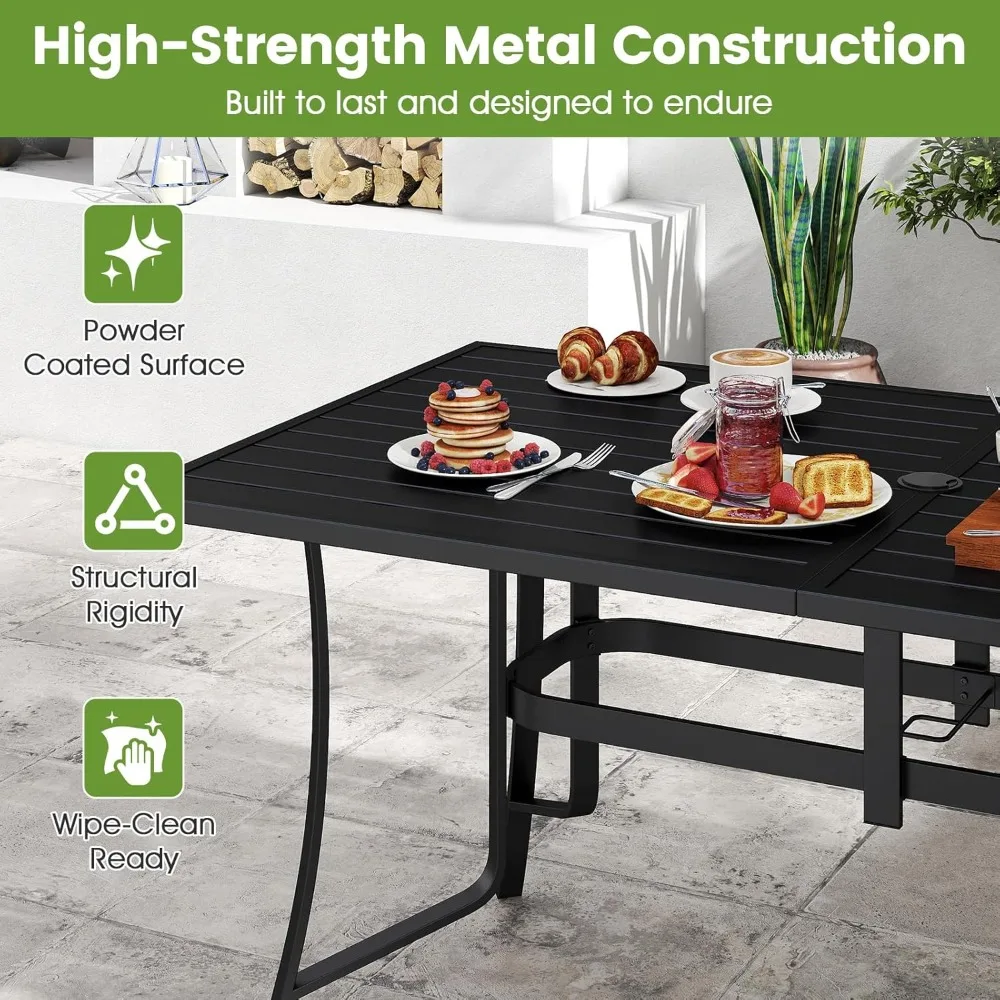 66" X 33" Metal Patio Dining Table for 6, Rectangle Heavy Duty Outdoor Dining Table with Umbrella Hole, 6-Person, Customized
66" X 33" Metal Patio Dining Table for 6, Rectangle Heavy Duty Outdoor Dining Table with Umbrella Hole, 6-Person, Customized