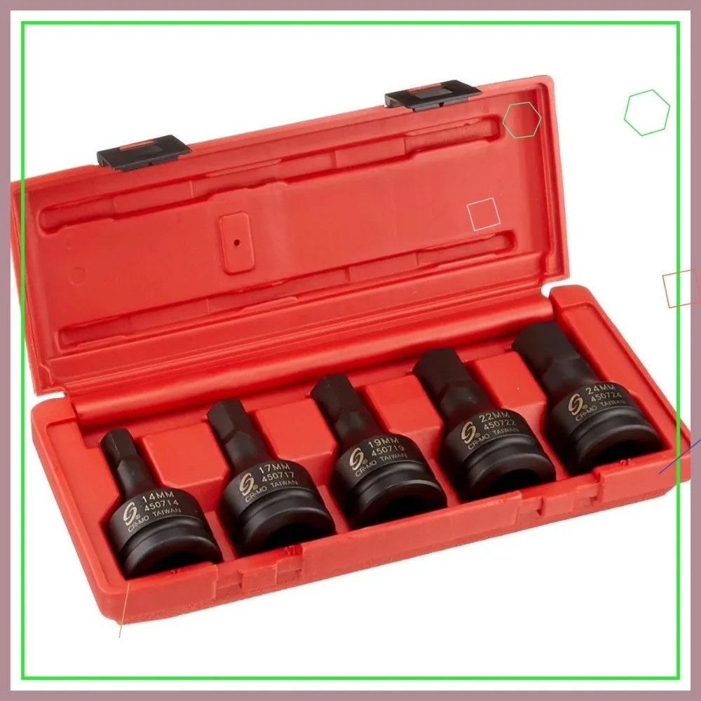 3/4 Inch Drive Impact Hex Driver Set, 5-Piece Metric 14mm-24mm, Cr-Mo Steel with Storage Case
3/4 Inch Drive Impact Hex Driver Set, 5-Piece Metric 14mm-24mm, Cr-Mo Steel with Storage Case