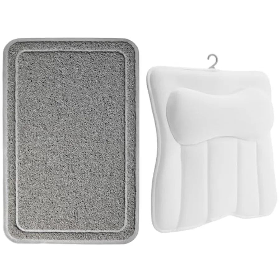 Loofah Shower Mat 35x16 Gray and Bath Pillow White Bundle
Loofah Shower Mat 35x16 Gray and Bath Pillow White Bundle