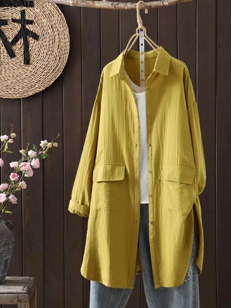 Artistic Loose And Lazy Neutral Style Pure Cotton Retro Thin Jacket Women's Autumn Large Size Casual Versatile Shirt w838
Artistic Loose And Lazy Neutral Style Pure Cotton Retro Thin Jacket Women's Autumn Large Size Casual Versatile Shirt w838