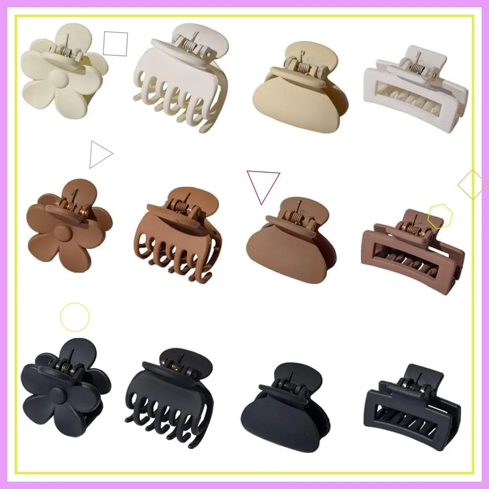 12Pcs 1.5 Inch Mini Matte Jaw Clips for Thin/Medium Thick Hair, Small Nonslip Claw Clips for Women Girls, 4 Styles
12Pcs 1.5 Inch Mini Matte Jaw Clips for Thin/Medium Thick Hair, Small Nonslip Claw Clips for Women Girls, 4 Styles