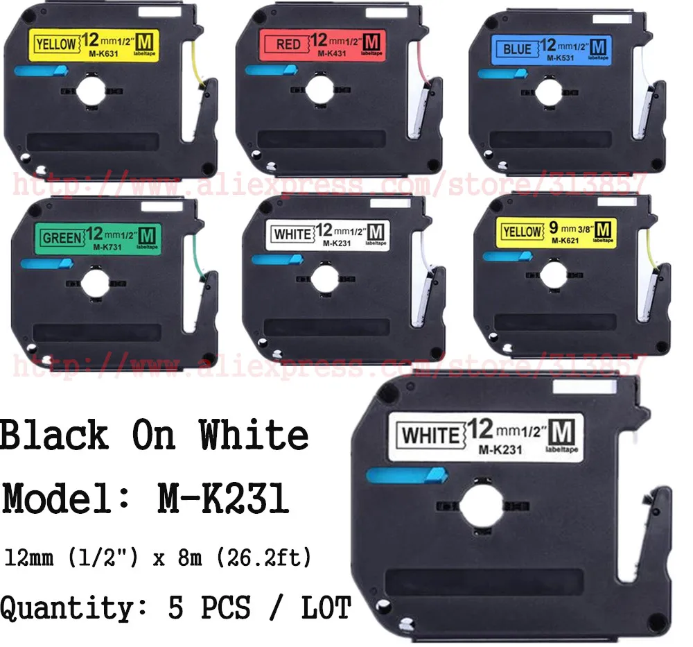 Black on White Label Tapes Compatible P-touch M231 MK231 M-K231 PT65 PT85 12mm (1/2") x 8m (26.2ft)For PT70 Label Printer
Black on White Label Tapes Compatible P-touch M231 MK231 M-K231 PT65 PT85 12mm (1/2") x 8m (26.2ft)For PT70 Label Printer
