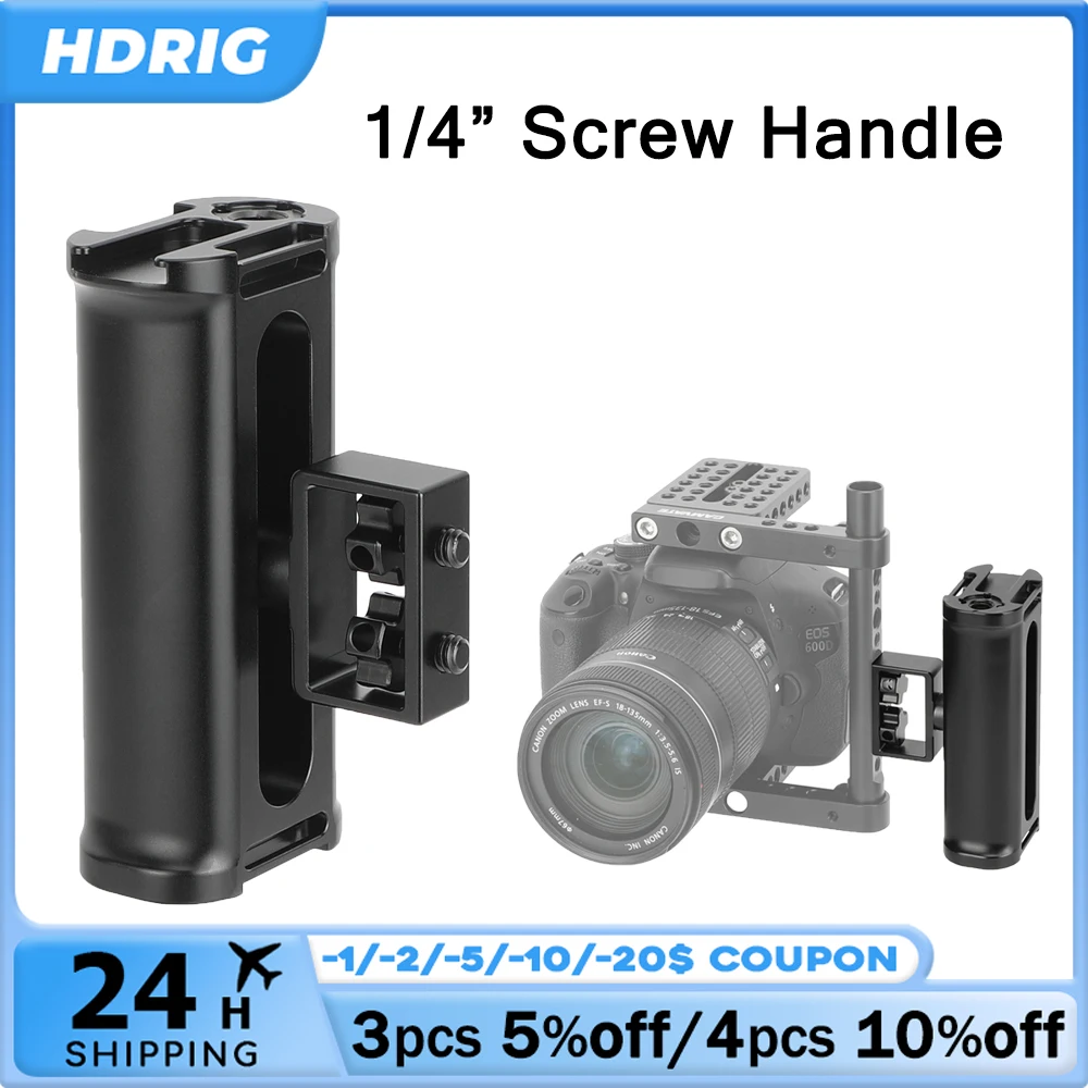 HDRig Side Handle with Cold Shoe & 1/4"-20 Screw Mount for Camera Cage Rig Mount for Sony/Canon/Nikon
HDRig Side Handle with Cold Shoe & 1/4"-20 Screw Mount for Camera Cage Rig Mount for Sony/Canon/Nikon