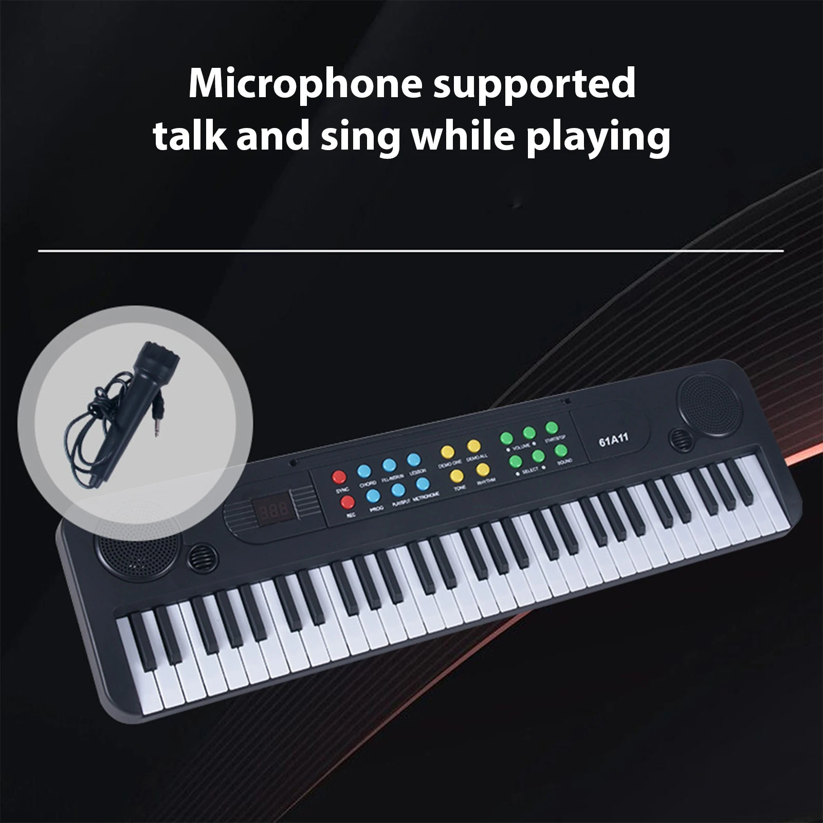 61 Key Electronic Keyboard Portable Multifunctional Piano 200 Tones 200 Rhythms with Mic Metronome Teaching Mode for Beginners
61 Key Electronic Keyboard Portable Multifunctional Piano 200 Tones 200 Rhythms with Mic Metronome Teaching Mode for Beginners