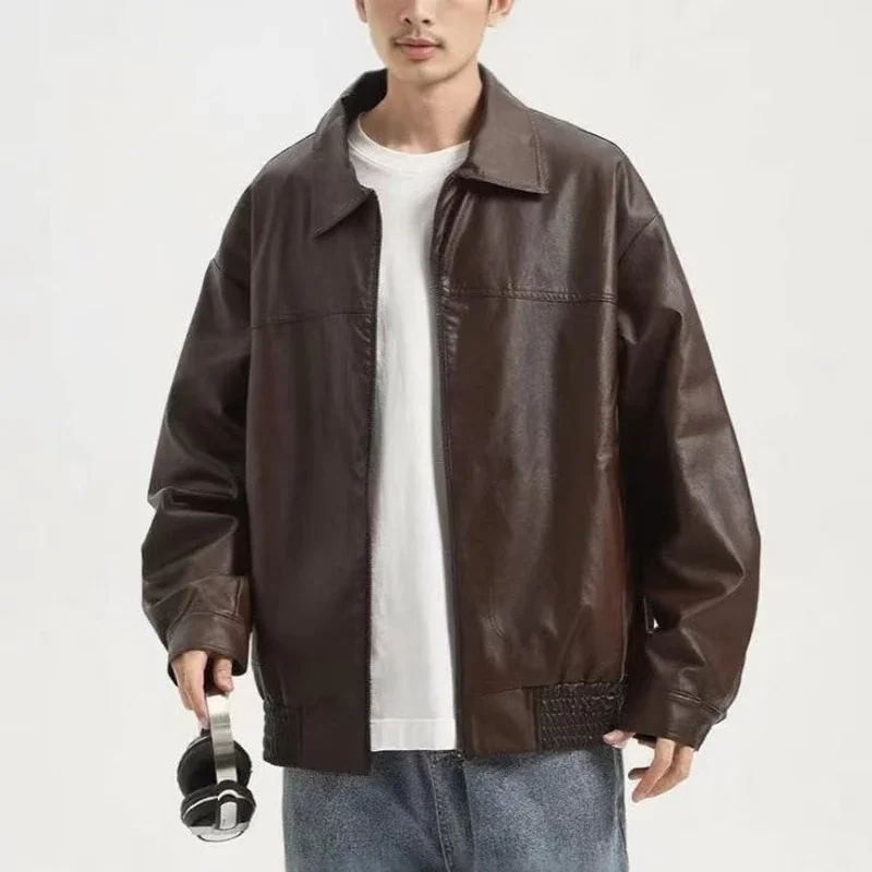 2025 Spring Autumn Men's Jacket American PU Leather Collared Biker Coat for Casual Streetwear
2025 Spring Autumn Men's Jacket American PU Leather Collared Biker Coat for Casual Streetwear