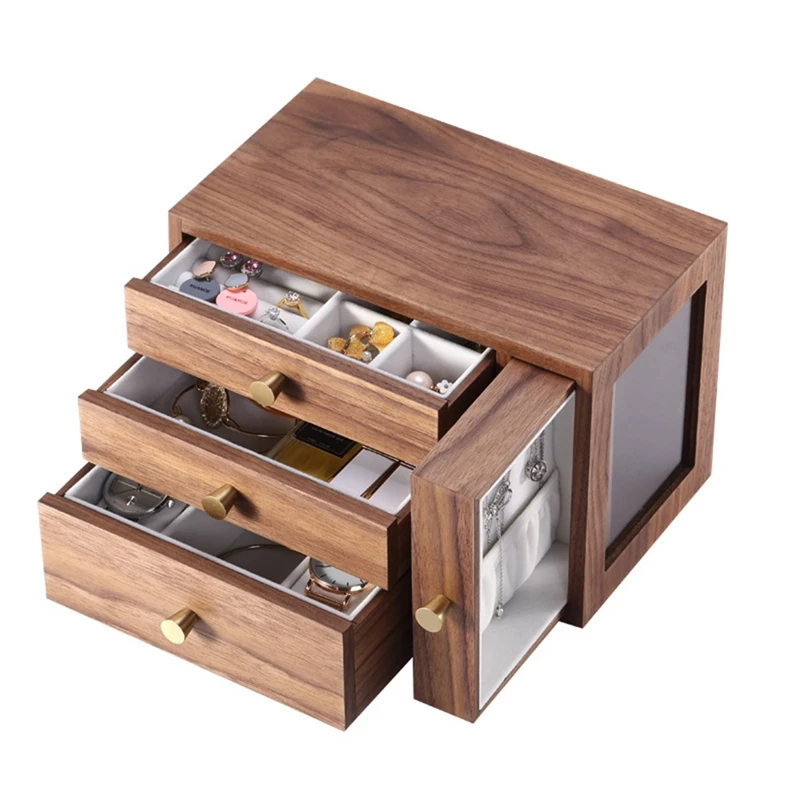 Black Walnut Wood Solid Wood Jewelry Case With Mirror Wooden Jewelry Storage Box
Black Walnut Wood Solid Wood Jewelry Case With Mirror Wooden Jewelry Storage Box