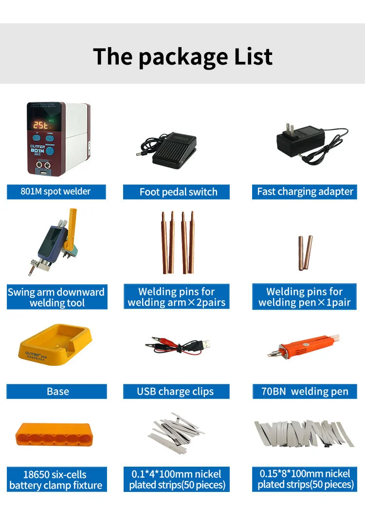 GLITTER 801M 11.6KW Spot Welder With 70BN Welding Pen For 18650 21700 26650 32650 Battery Can Test Battery Capacity Welder
GLITTER 801M 11.6KW Spot Welder With 70BN Welding Pen For 18650 21700 26650 32650 Battery Can Test Battery Capacity Welder