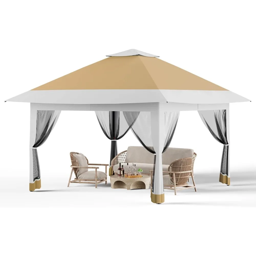 12x12 Pop Up Gazebo Outdoor Canopy Tent, Outdoor Gazebo with 4 Sandbags, Double Tiers & Mesh Netting for Lawn, Garden, Backyard
12x12 Pop Up Gazebo Outdoor Canopy Tent, Outdoor Gazebo with 4 Sandbags, Double Tiers & Mesh Netting for Lawn, Garden, Backyard