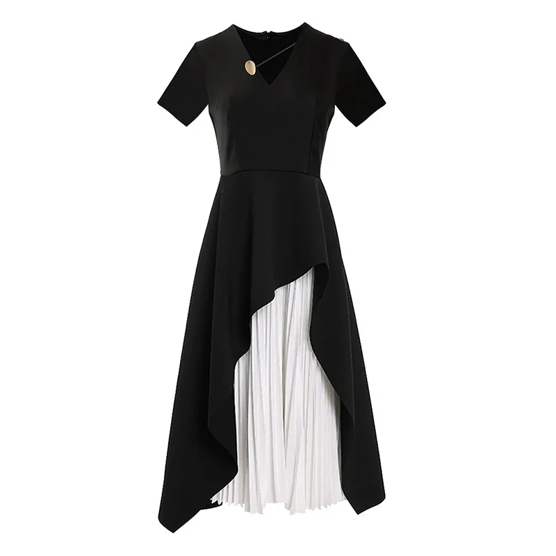 Women Short Sleeve V-Neck Dress Patchwork A-Link Dress
Women Short Sleeve V-Neck Dress Patchwork A-Link Dress