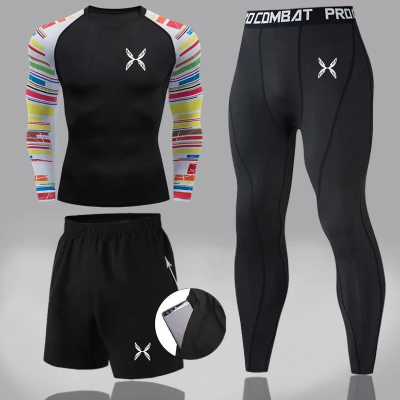 Men's 3pcs MMA Compression Sport Suit with Rashguard Long-Sleeved T-Shirt And Leggings Boxing Kit Male Tracksuit for Fitness
Men's 3pcs MMA Compression Sport Suit with Rashguard Long-Sleeved T-Shirt And Leggings Boxing Kit Male Tracksuit for Fitness