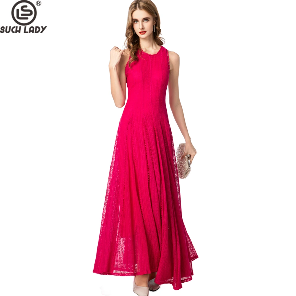 Women's Dress O Neck Sleeveless Vibrant Fuchsia Pleated Maxi Party Prom Gown
Women's Dress O Neck Sleeveless Vibrant Fuchsia Pleated Maxi Party Prom Gown