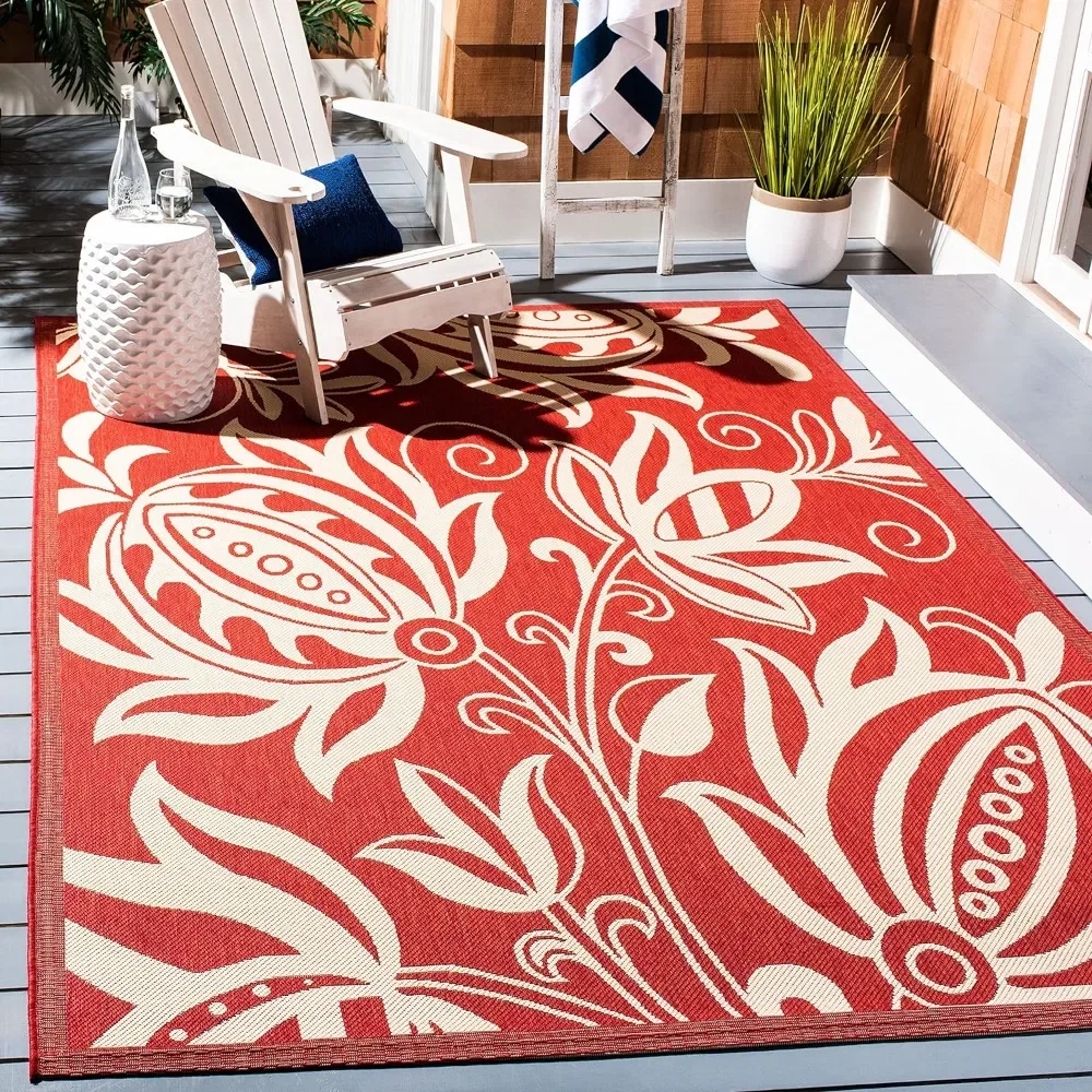 Outdoor Area Rug - 6'7" X 9'6", Red & Natural, Floral Design, Non-Shedding & Easy Care, Indoor/Outdoor Area Rug
Outdoor Area Rug - 6'7" X 9'6", Red & Natural, Floral Design, Non-Shedding & Easy Care, Indoor/Outdoor Area Rug