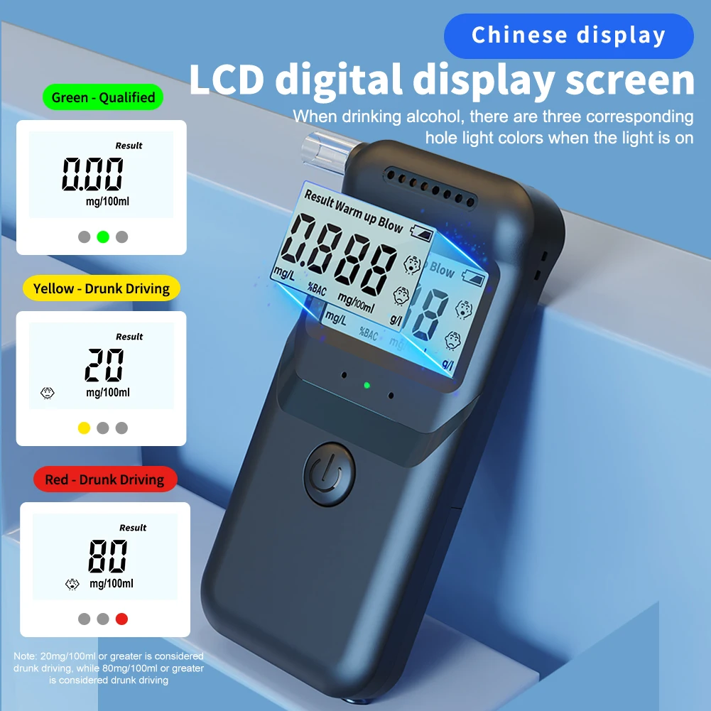 Portable Digital Alcohol Breath Tester Accurate LCD Display Breathalyzer Drunk Driving Analyzer for Personal & Professional Use
Portable Digital Alcohol Breath Tester Accurate LCD Display Breathalyzer Drunk Driving Analyzer for Personal & Professional Use