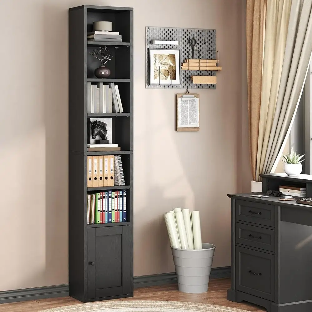 7-Tier Tall Narrow Bookshelf with Door, 11.8 x 9.3 x 70.9, CD DVD Slim Media Tower Rack, Adjustable Shelves, Skinny Display Book
7-Tier Tall Narrow Bookshelf with Door, 11.8 x 9.3 x 70.9, CD DVD Slim Media Tower Rack, Adjustable Shelves, Skinny Display Book