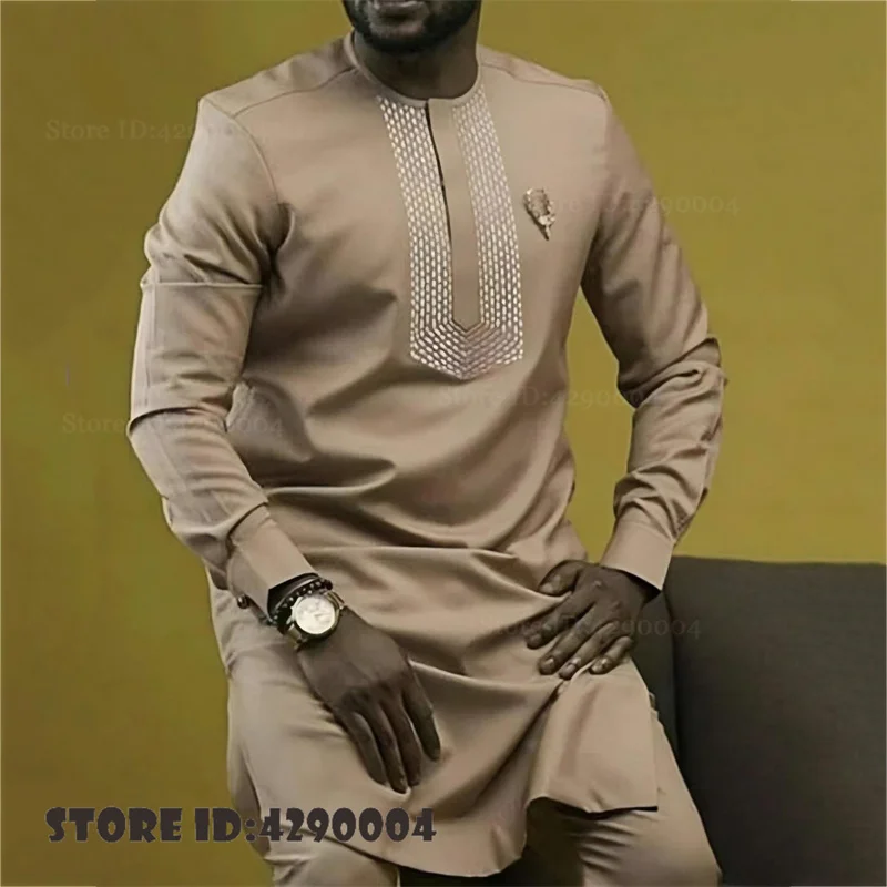 African Traditional Dress Men's Suit Long Sleeve Shirt Pants 2Pcs Set Outfits Wedding Wear Ethnic Casual Male Clothing
African Traditional Dress Men's Suit Long Sleeve Shirt Pants 2Pcs Set Outfits Wedding Wear Ethnic Casual Male Clothing