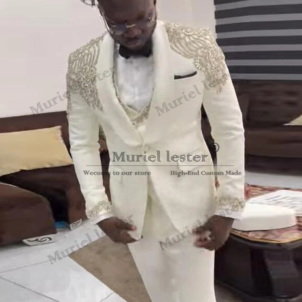 Handsome Crystals Beaded Men Suits 3 Pieces Sets Male Prom Blazer Customized Groom Slim Fit Man Tuxedos trajes para hombre 2025
Handsome Crystals Beaded Men Suits 3 Pieces Sets Male Prom Blazer Customized Groom Slim Fit Man Tuxedos trajes para hombre 2025