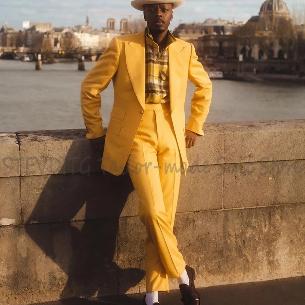 New Fashion Yellow Men Suit Set Slim Fit Single Button Blazer Straight Pants Outfit Custume Homme Formal Business Wedding Party
New Fashion Yellow Men Suit Set Slim Fit Single Button Blazer Straight Pants Outfit Custume Homme Formal Business Wedding Party