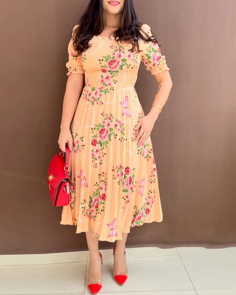 Summer Dress Woman 2025 Flower Print Square Neck High Waisted Shirt Dress Casual Bubble Sleeve Line Pleated Dress Elegant Dress
Summer Dress Woman 2025 Flower Print Square Neck High Waisted Shirt Dress Casual Bubble Sleeve Line Pleated Dress Elegant Dress