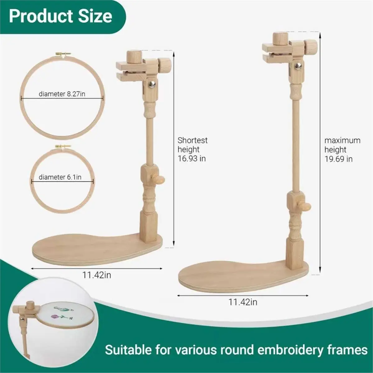 Beech Wood Embroidery Hoop Stand, with 2 Pcs 6'' 8'' Embroidery Hoops, Rotatable, Tool-Free Installation
Beech Wood Embroidery Hoop Stand, with 2 Pcs 6'' 8'' Embroidery Hoops, Rotatable, Tool-Free Installation