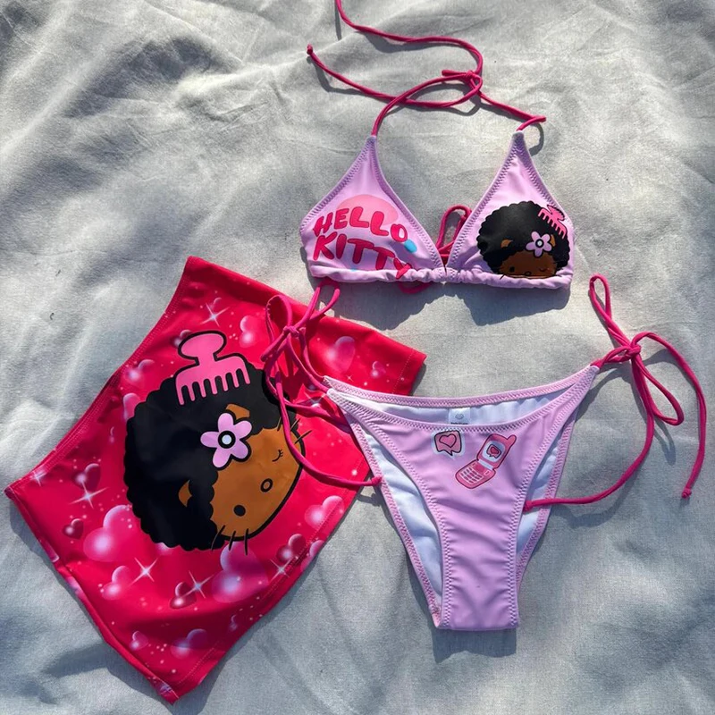 Sanrio Hello Kitty 3 Piece Bikini Sets - String Triangle Swimsuits with Cover Up Halter Sexy Bathing Suits Hot Spring Vacation
Sanrio Hello Kitty 3 Piece Bikini Sets - String Triangle Swimsuits with Cover Up Halter Sexy Bathing Suits Hot Spring Vacation