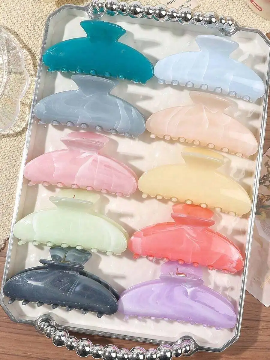 10pcs Macaron Marble Gradient Glossy Hair Claw Clips For Women Casual Daily Party Vacation Accessories
10pcs Macaron Marble Gradient Glossy Hair Claw Clips For Women Casual Daily Party Vacation Accessories