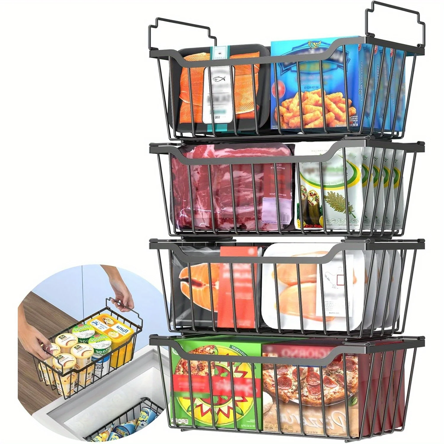 8-Pack And 4-Pack Freezer Organizer Bins - Stackable And Foldable Handle Metal Storage Baskets for Deep Chest Freezer Organization (3.5-7 Cu.Ft) - Enhanced Space Utilization
8-Pack And 4-Pack Freezer Organizer Bins - Stackable And Foldable Handle Metal Storage Baskets for Deep Chest Freezer Organization (3.5-7 Cu.Ft) - Enhanced Space Utilization