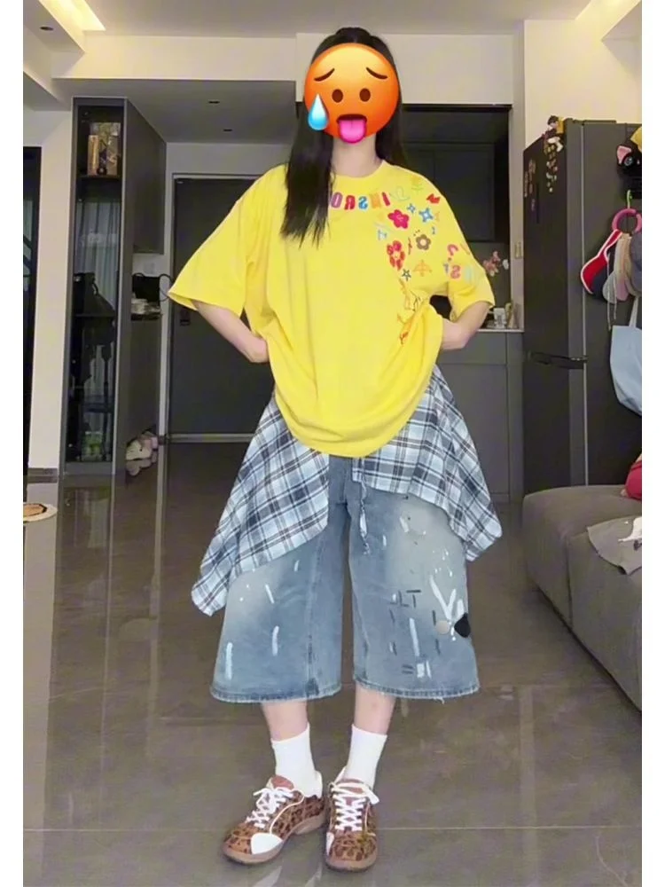 High Waist Wide Leg Denim Shorts Women's Summer New Style Loose Fit Slimming Commuting Seven Tenths Pants Big Size
High Waist Wide Leg Denim Shorts Women's Summer New Style Loose Fit Slimming Commuting Seven Tenths Pants Big Size