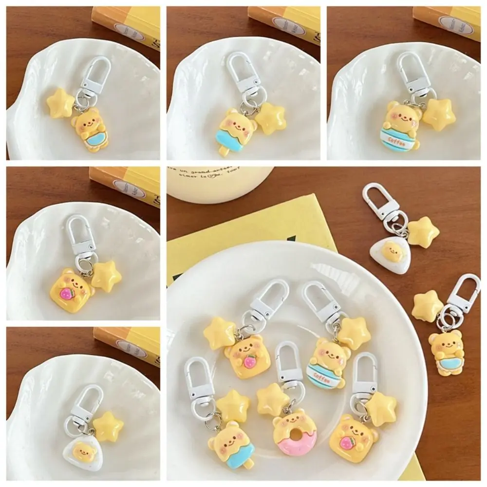 Portable Cute Star Butter Bear Keychain Cartoon Creative Bag Pendant Donut Cup Little Bear Keyring Women
Portable Cute Star Butter Bear Keychain Cartoon Creative Bag Pendant Donut Cup Little Bear Keyring Women